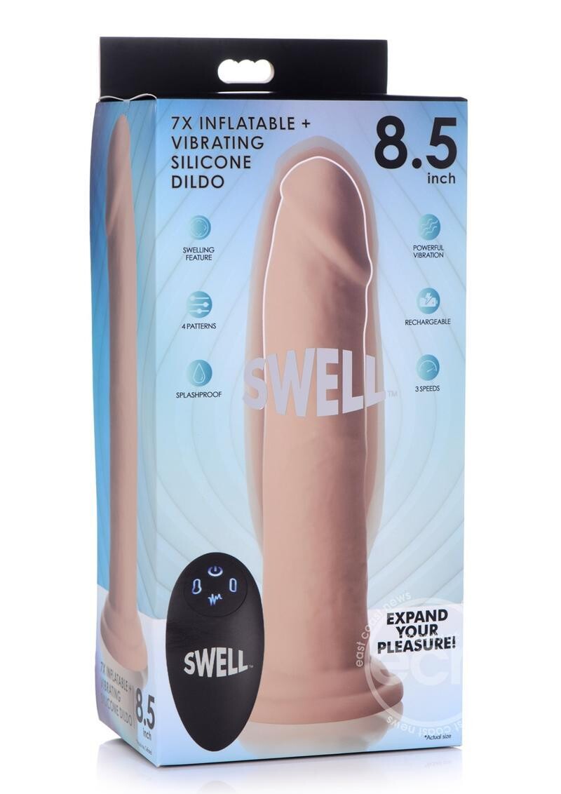 Swell 7X Inflatable & Vibrating Silicone Rechargeable Dildo with Remote Control 8.5in Swell 7X Inflatable & Vibrating Silicone Rechargeable Dildo with Remote Control 8.5in