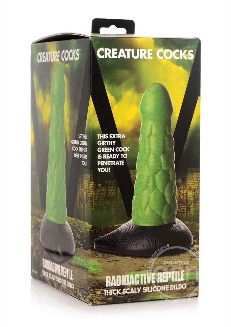 CREATURE COCKS RADIOACTIVE REPTILE GREEN SILICONE DILDO 7.5 inch