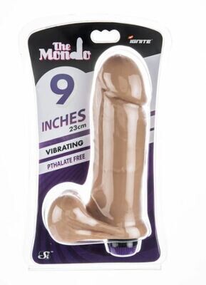 9in THICK COCK WITH BALLS & VIBRATION VANILLA