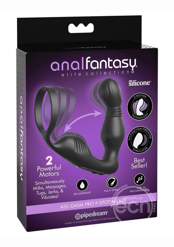 ANAL FANTASY ELITE ASS-GASM PRO RECHARGEABLE SILICONE P-SPOT MILKER BLACK