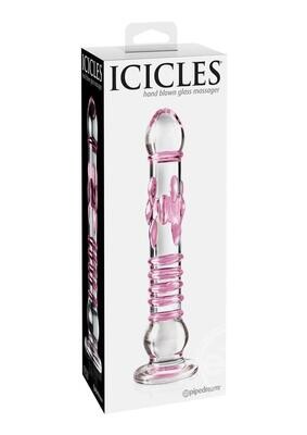ICICLES #6 TEXTURED GLASS DILDO 8.5inch PINK