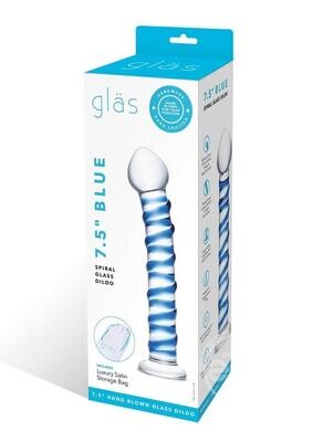 BLUE SPIRAL GLASS DILDO 7.5inch