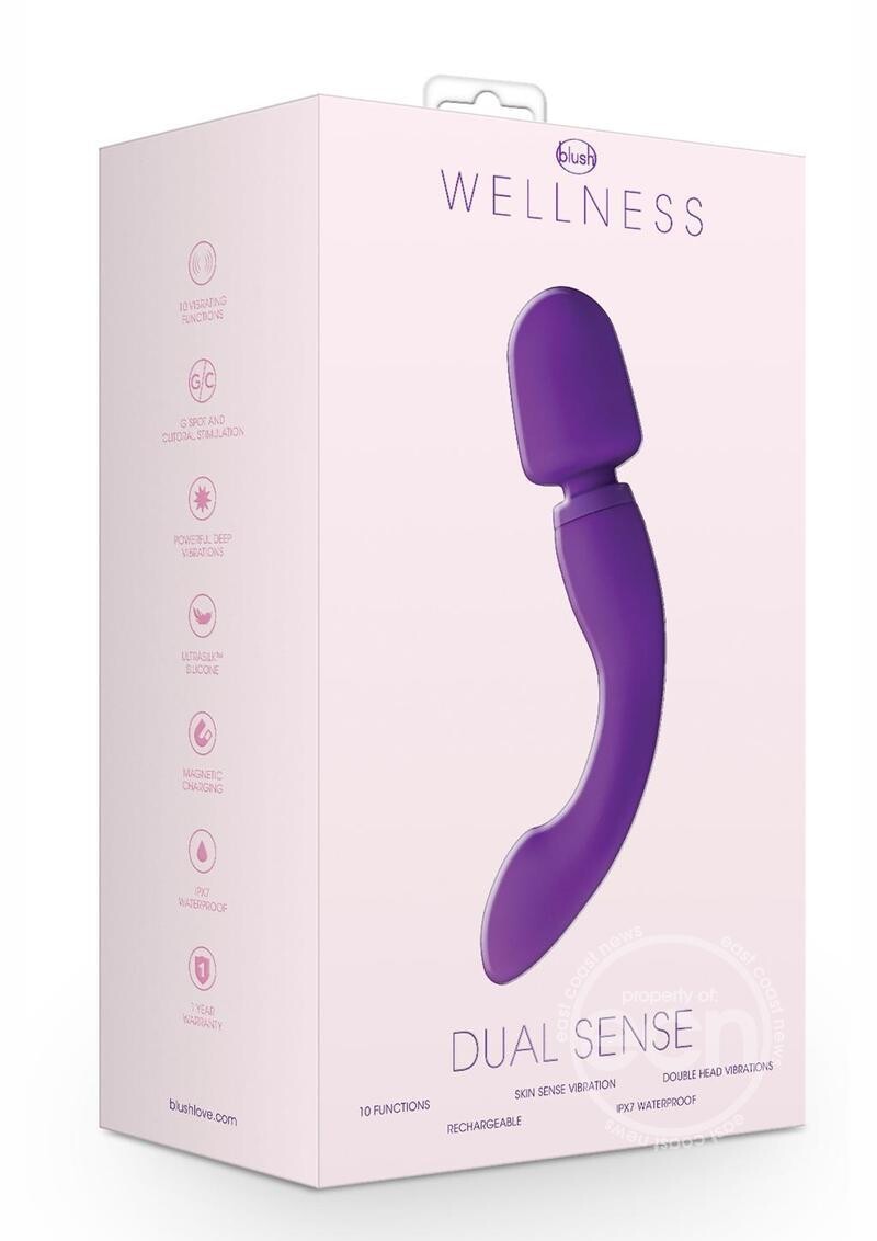 WELLNESS DUAL SENSE RECHARGEABLE SILICONE MASSAGER PURPLE