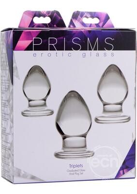 PRISMS TRIPLETS 3 PIECE GLASS ANAL PLUG KIT