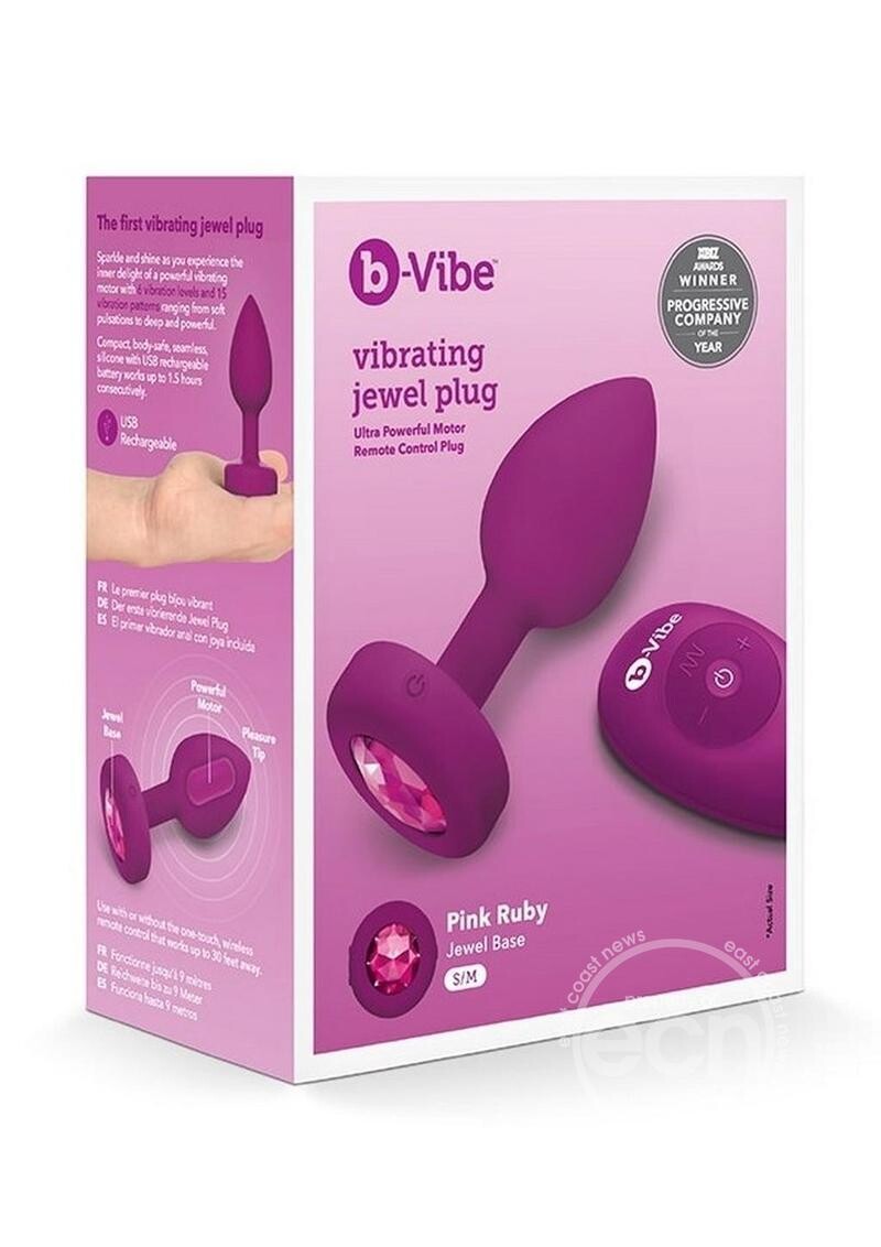 B-VIBE VIBRATING JEWEL PLUG SMALL/MEDIUM, Color: FUCHSIA