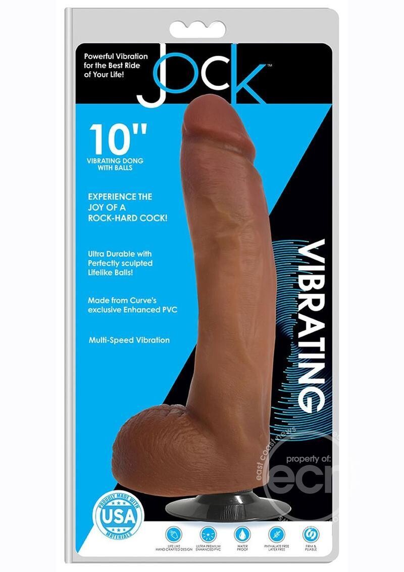 JOCK VIBRATING DONG W/BALLS 10", Color: CARAMEL