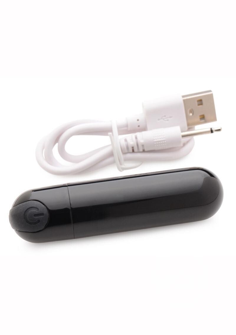 BANG! 10X VIBRATING METALLIC RECHARGEABLE BULLET VIBRATOR, Color: BLACK