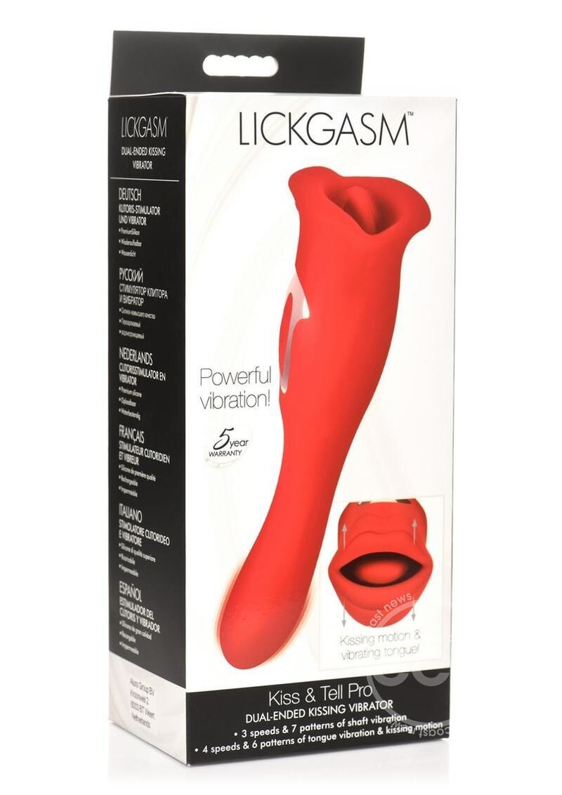 Lickgasm Kiss & Tell Pro Dual-Ended Kissing Rechargeable Silicone Vibrator Red