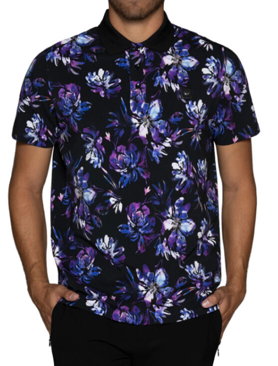 BERTIGO GRENADA/18P POLO SHIRT BLACK FLORAL BERTIGO GRENADA/18P POLO SHIRT BLACK FLORAL