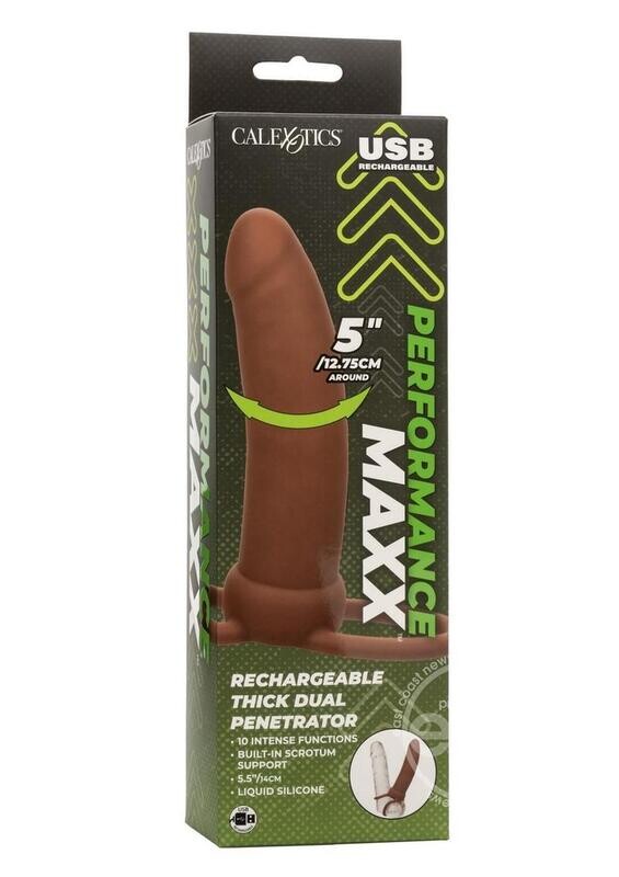 PERFPRMANCE MAXX VIBRATING THICK DUAL PENETRATOR CHOCOLATE