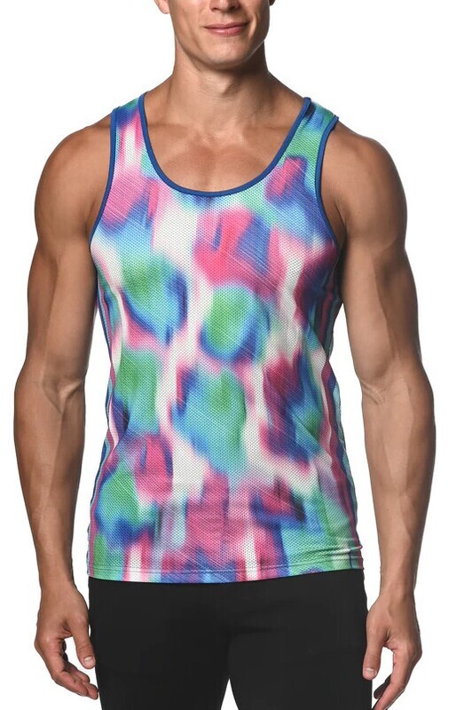 ST33LE TEAL TECHNO JUNGLE PRINTED MESH TANK TOP