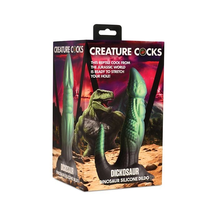CREATURE COCKS DICKOSAUR DINOSAUR SILICONE DILDO BLACK & TEAL