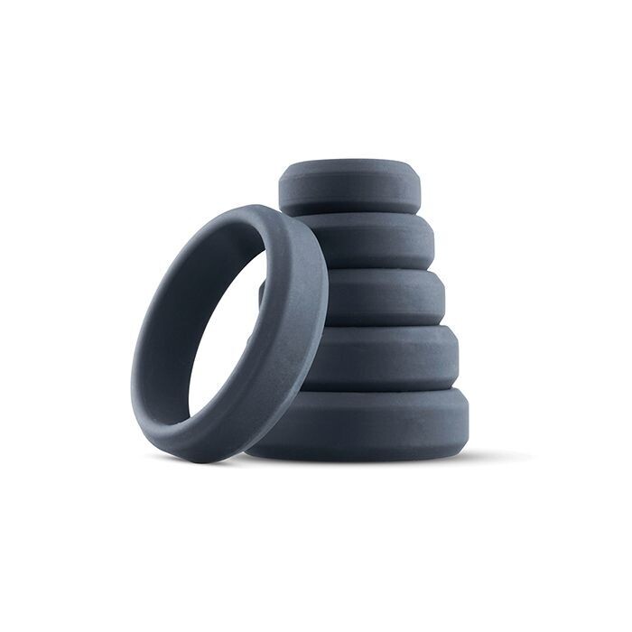 BONERS 6pc WIDE BLACK COCK RING SET