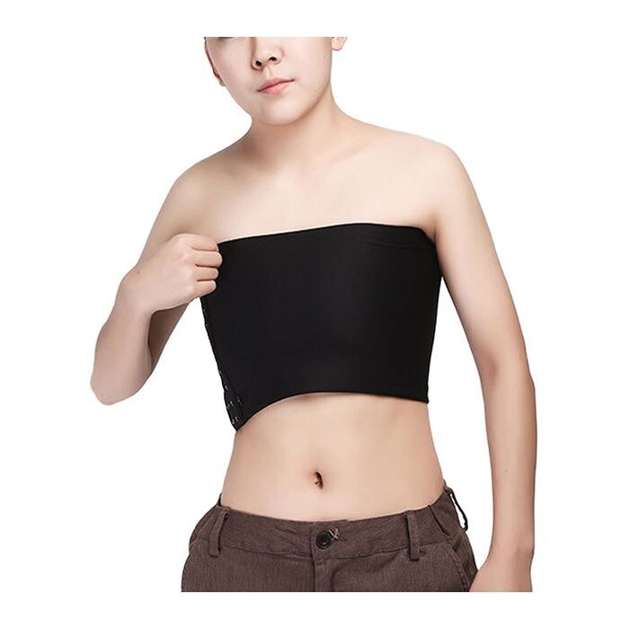 GENDER FLUID STRAPLESS CHEST COMPRESSION BINDER BLACK