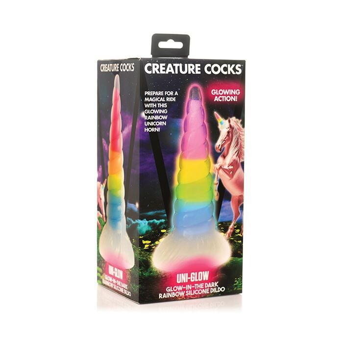 CREATURE COCKS UNI GLOW IN THE DARK SILICONE DILDO RAINBOW