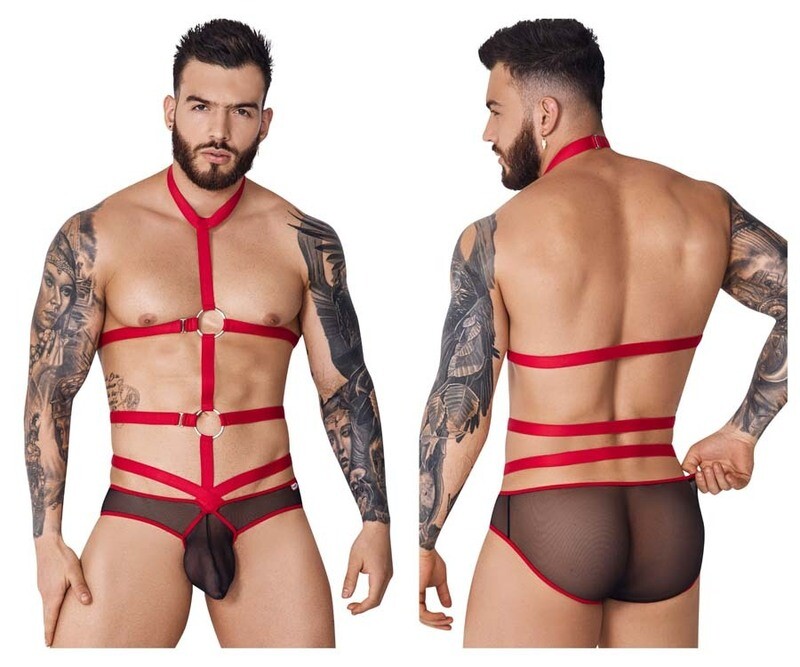 PIKANTE LIPS HARNESS BRIEF RED