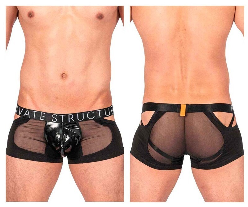 PRIVATE STRUCTURE ALPHA LOW WAIST MESH BACK JOCKSTRAP TRUNKS BLACK