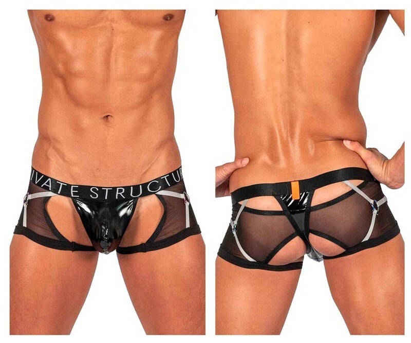 PRIVATE STRUCTURE ALPHA LOW WAIST HARNESS TRUNKS BLACK