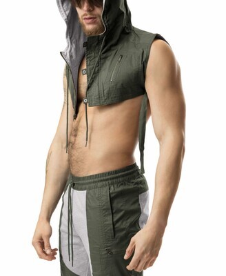 Image of NASTY PIG FUSION CROPPED HOODIE ARMY GREEN