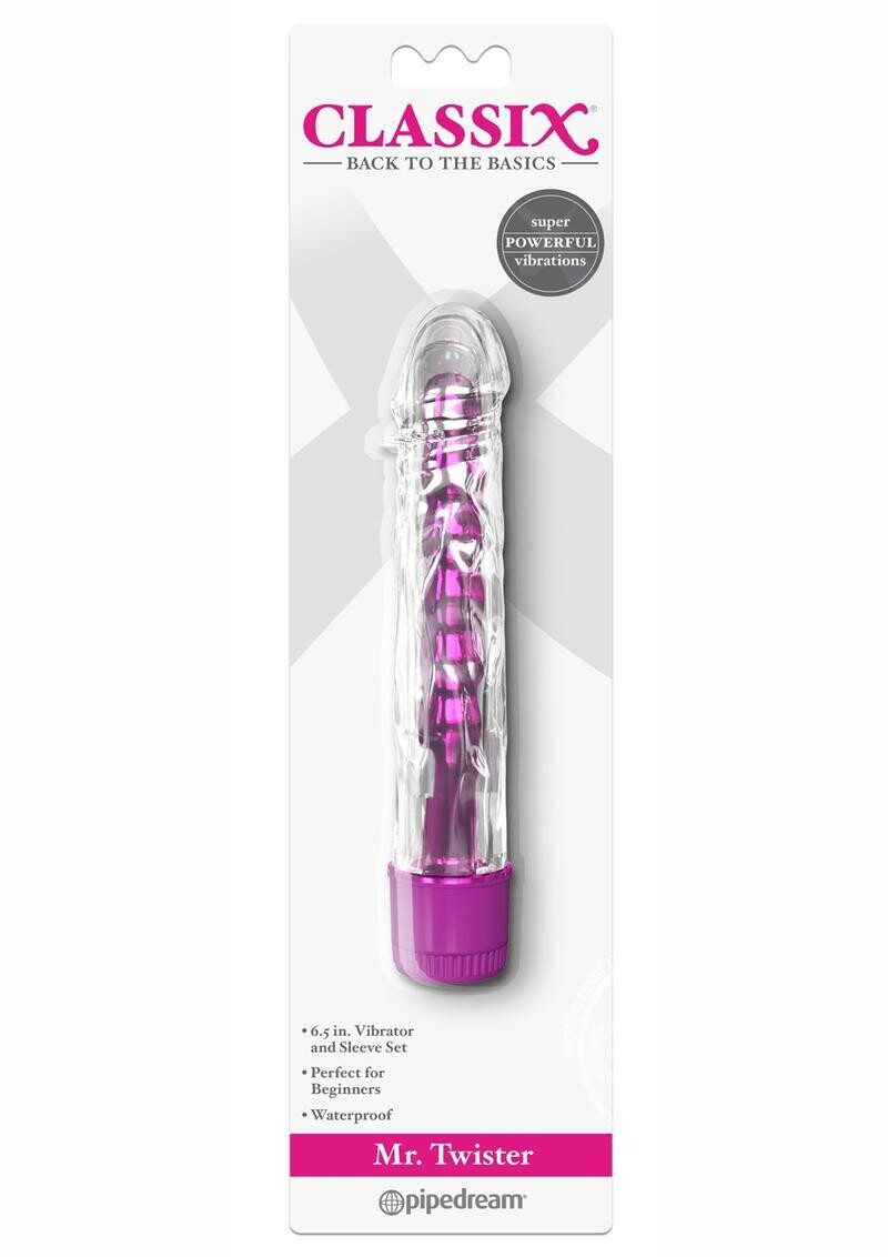 CLASSIX MR. TWISTER VIBRATOR WITH SLEEVE, Color: PINK