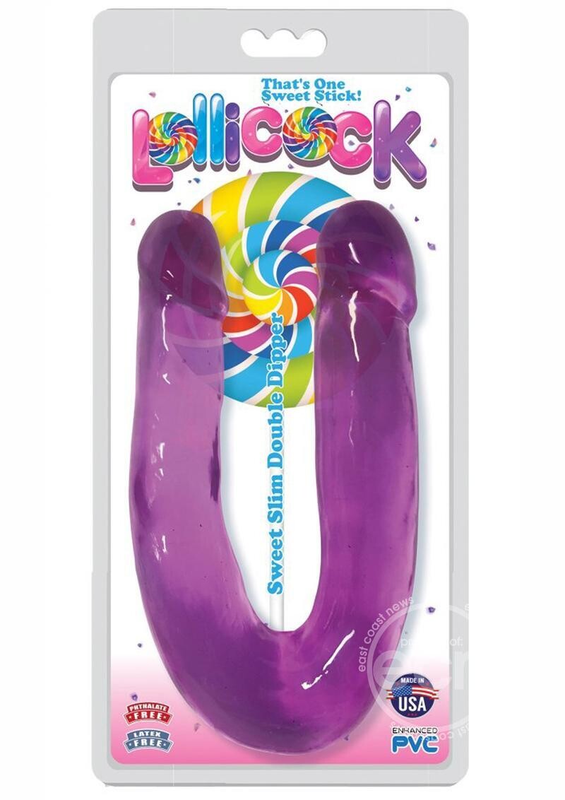 LOLLICOCK SWEET SLIM DOUBLE DIPPER DILDO GRAPE, Color: GRAPE