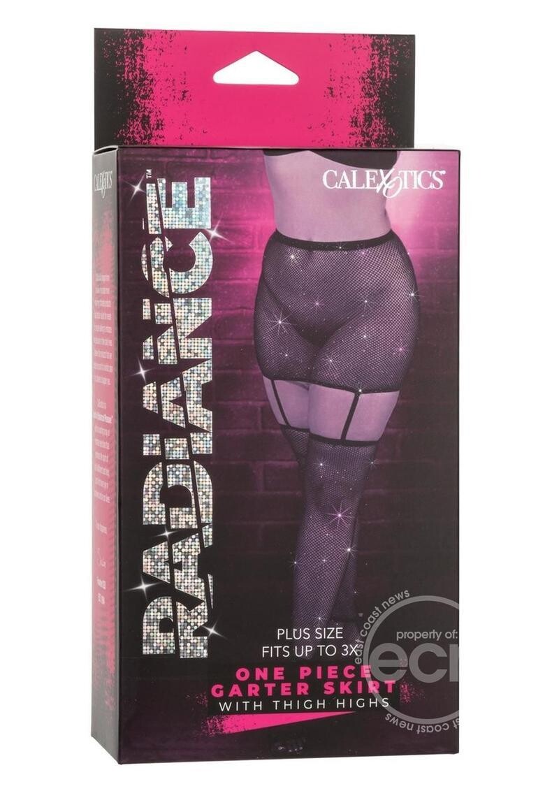 RADIANCE 1PC GARTER SKIRT THIGH HI BLACK, Size: PLUS SIZE