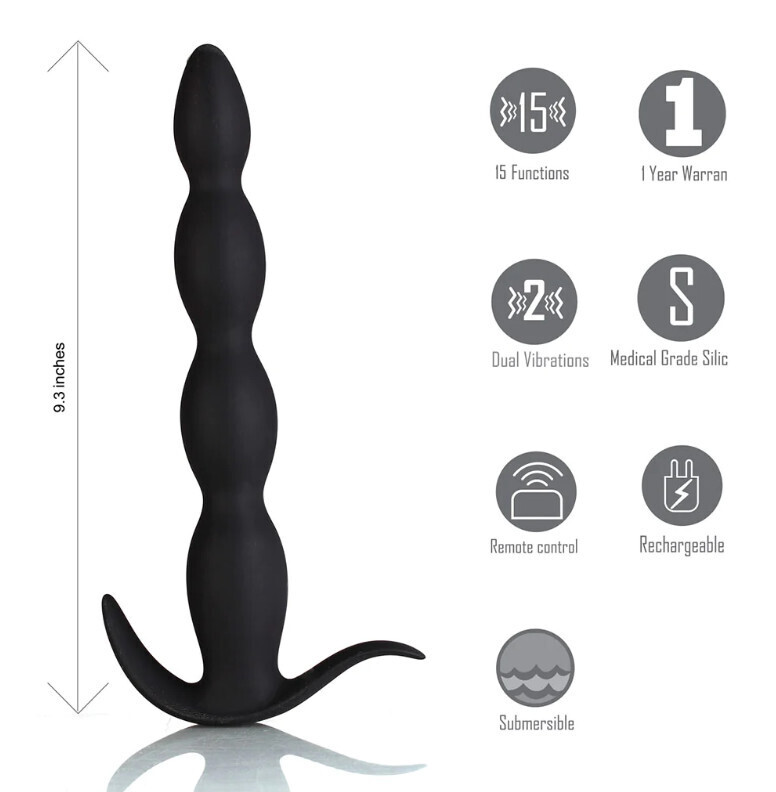 MAIA MASON RECHARGEABLE SILICONE REMOTE CONTROL ANAL PLUG BLACK