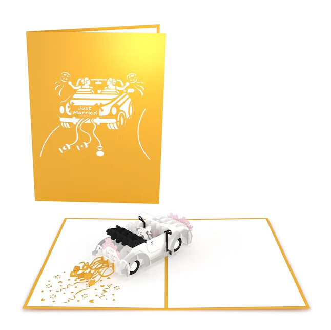 LOVEPOP WEDDING CAR BRIDES POP-UP CARD