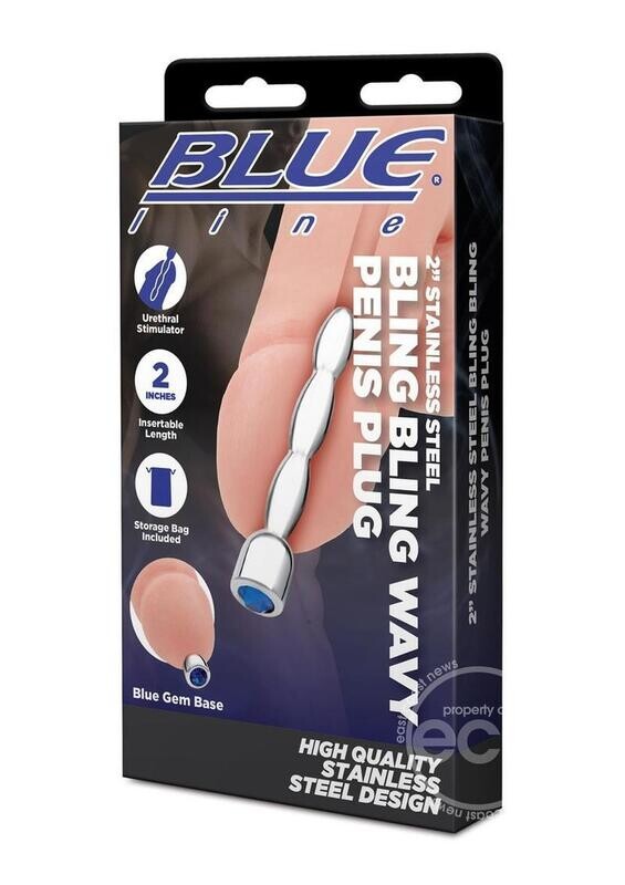 BLUELINE STEEL BLING BLING WAVY PENIS PLUG 2inch STAINLESS STEEL
