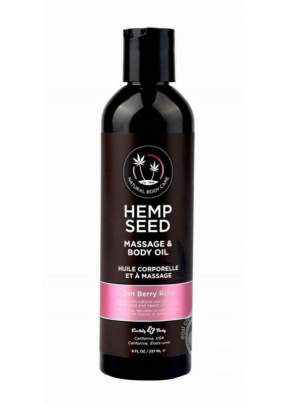 HEMP SEED MASSAGE & BODY OIL ZEN BERRY ROSE 8oz