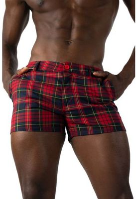 DIFFERIO SLIM MICRO PLAID SHORTS CONNERY RED