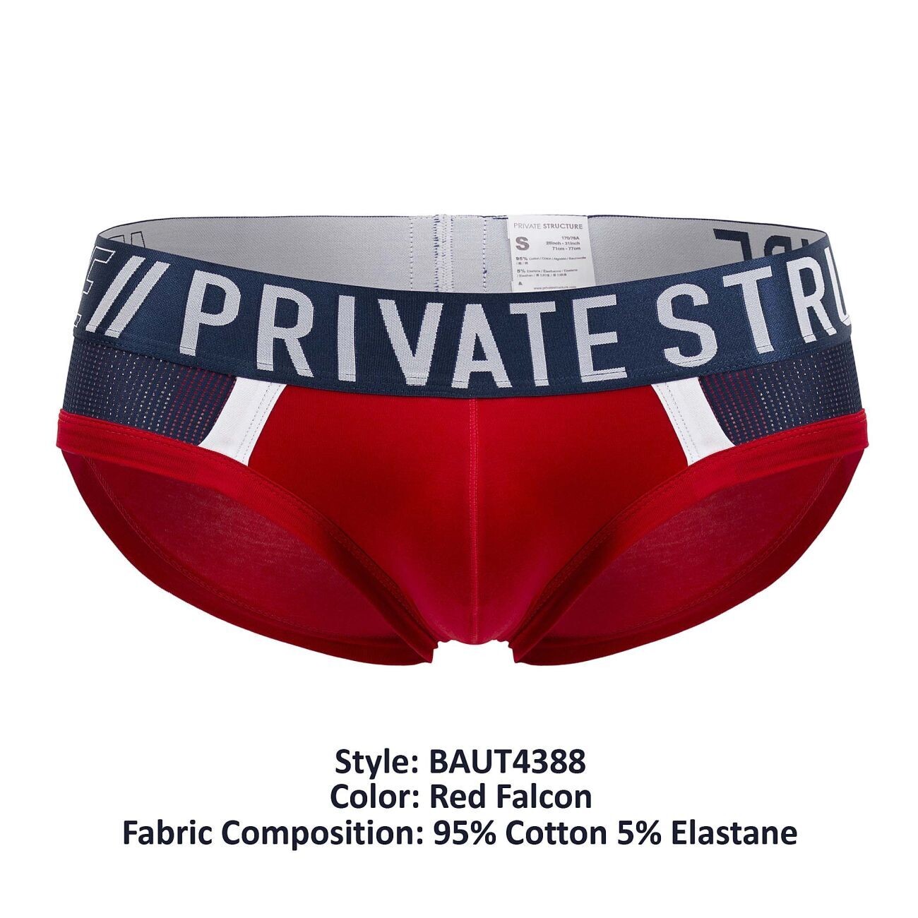 PRIVATE STRUCTURE ATHLETE MINI BRIEFS RED FALCON, Size: SMALL