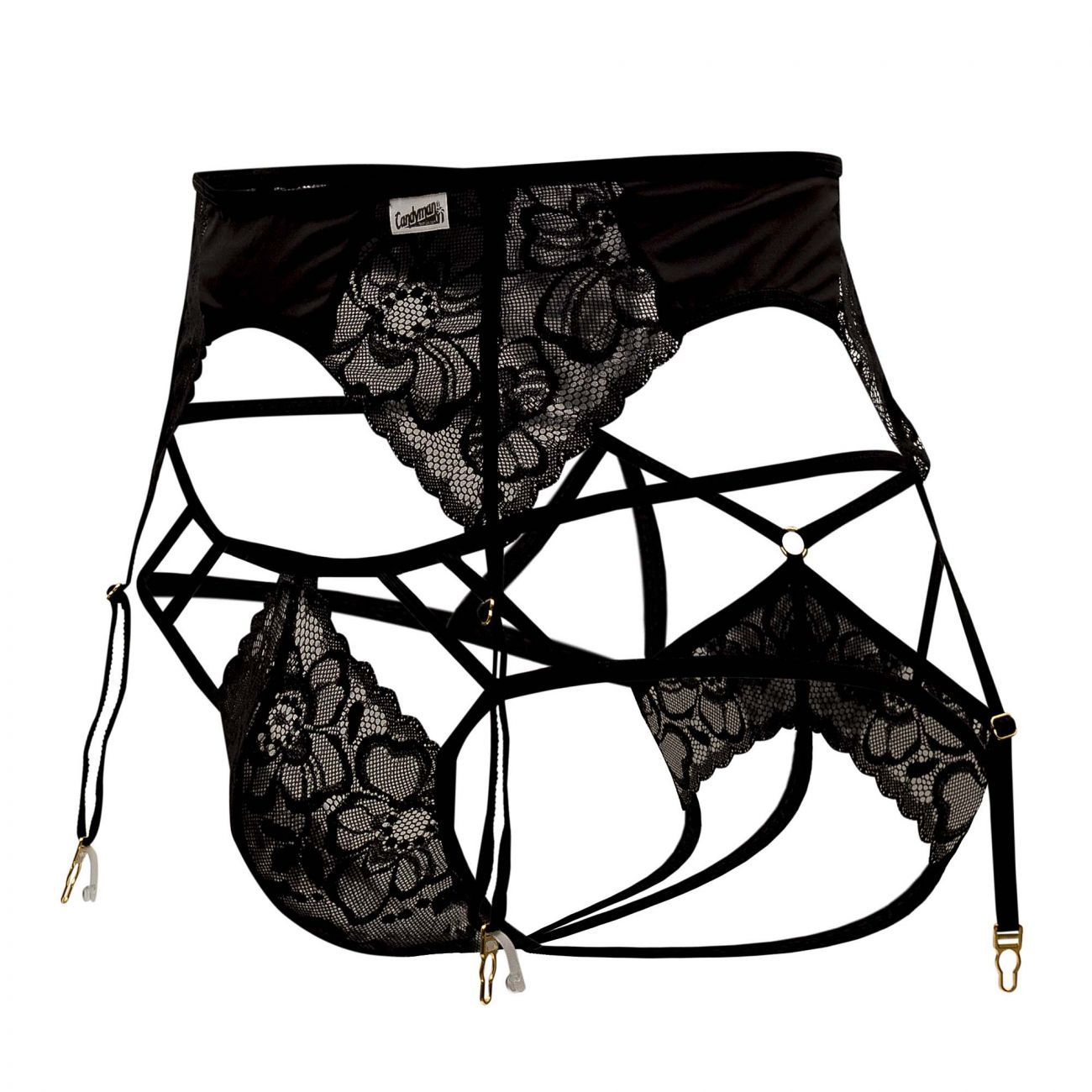 CANDYMAN LACE GARTER-JOCKSTRAP OUTFIT BLACK