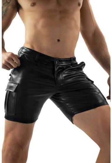 DIFFERIO BACK ZIP LEATHER SHORTS BLACK