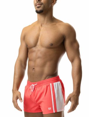 Image of NASTY PIG DIVER SWIM TRUNK CORAL & WHITE