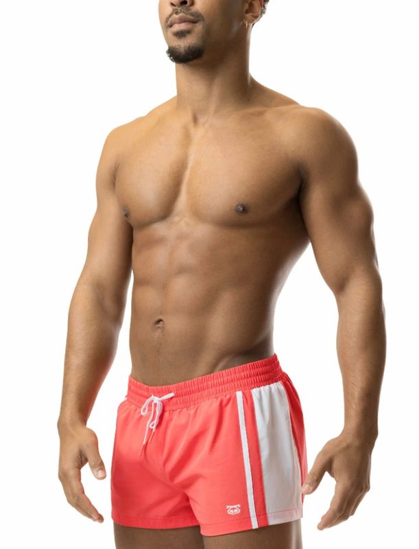 NASTY PIG DIVER SWIM TRUNK CORAL & WHITE