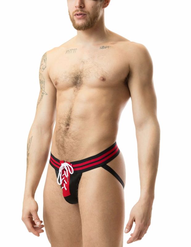 NASTY PIG STUD JOCK STRAP BLACK & RED