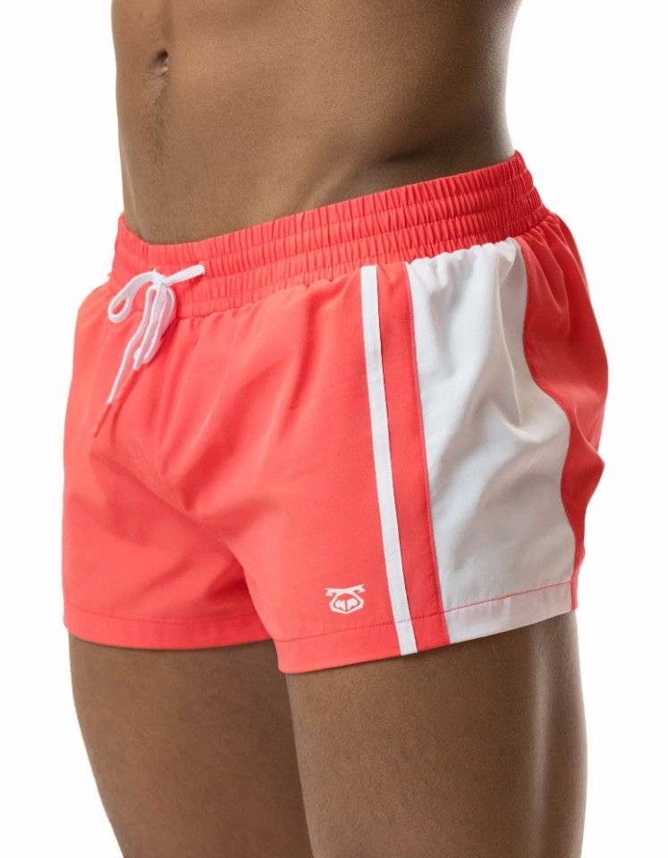 NASTY PIG DIVER SWIM TRUNK CORAL & WHITE, Size: SMALL