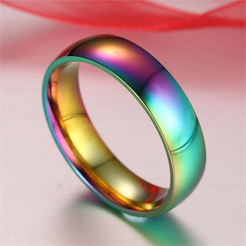 RAINBOW TITANIUM ENGAGEMENT RING, Size: 5