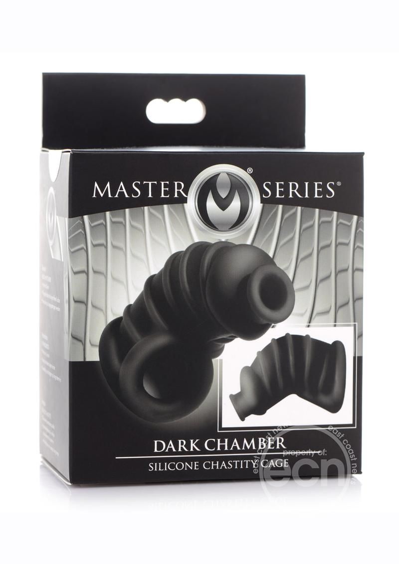 MASTER SERIES DARK CHAMBER SILICONE CHASTITY CAGE, Color: BLACK