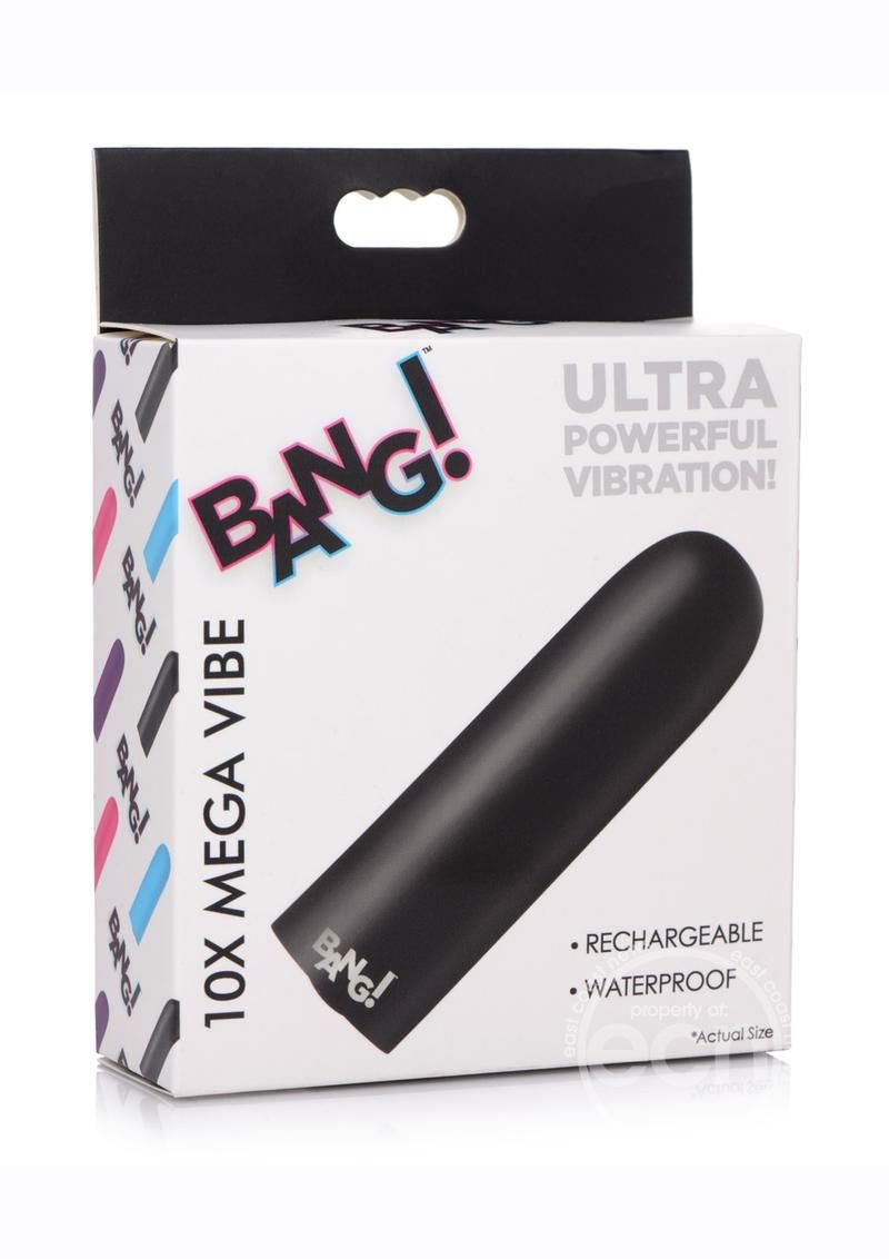 BANG! 10X RECHARGEABLE VIBRATING BULLET, Color: BLACK