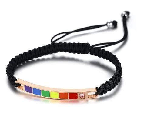 BRAIDED ROPE CHAIN RAINBOW BRACELET, Color: ROSE GOLD