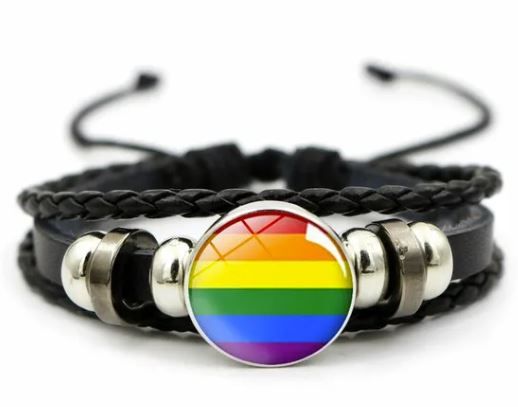 BRAIDED LEATHER WITH METAL BEADS BRACELET, Color: RAINBOW