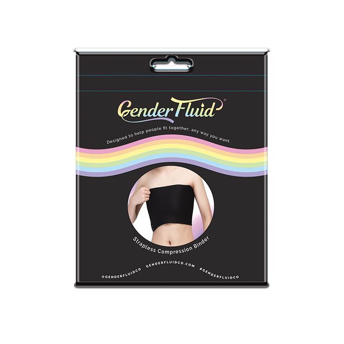 GENDER FLUID STRAPLESS CHEST COMPRESSION BINDER BLACK, Size: MEDIUM