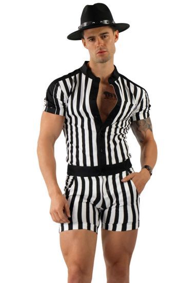 DIFFERIO BLACK & WHITE STRIPED ROMPER MONACO, Size: SMALL