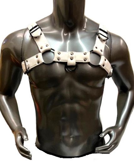 EVEREST WHITE GARMET LEATHER BULLDOG HARNESS WITH BLACK HARDWARE