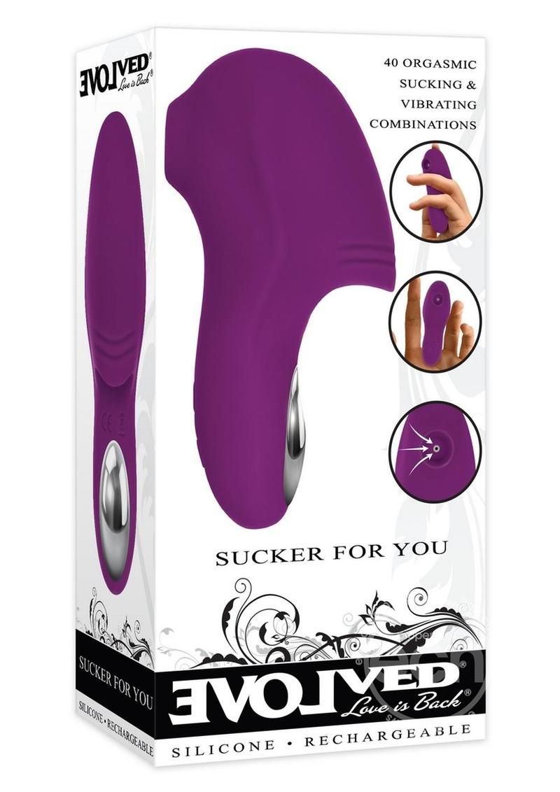 EVOLVED SUCKER FOR YOU SILICONE RECHARGEABLE CLITORAL STIMULATOR PURPLE