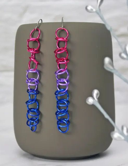PRIDEMAILLE EARRING LONG & LIGHTWEIGHT ORBITAL, Color: BISEXUAL