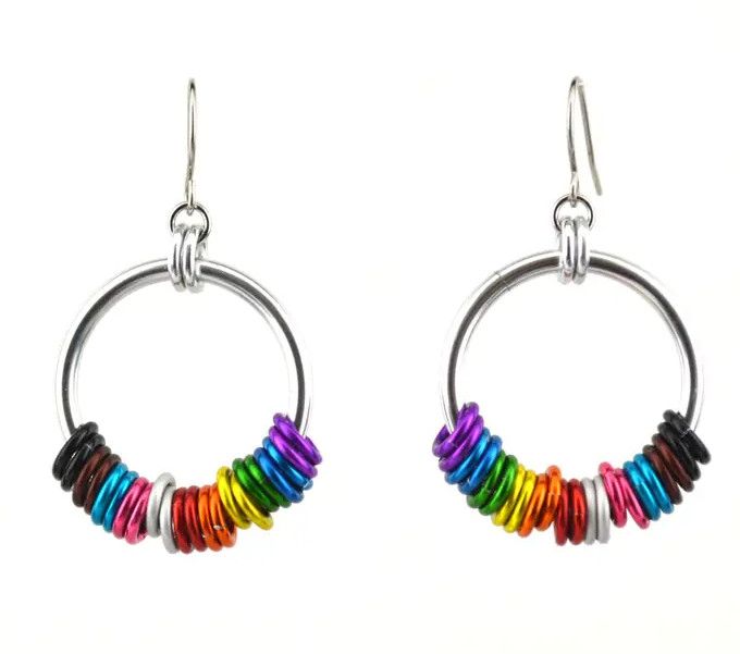 PRIDEMAILLE EARRINGS RAINBOW PROGRESS PRIDE HOOP