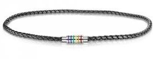 RAINBOW BLACK BRAIDED LEATHER NECKLACE